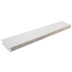 Authentic physical sample of OSIDEK machine-made silica rock cleanroom sandwich panel, highlighting the T&G joint and lightweight Class A fire-resistant core.